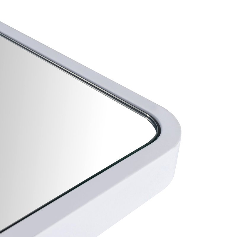 Damiun Metal Flat Wall Mirror, White