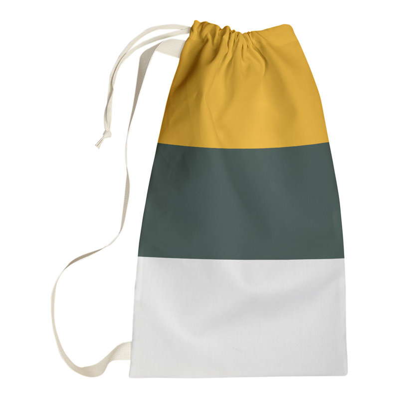 Utah Fabric Laundry Bag with Handles, Small (29" H x 18" W), Green Accent
