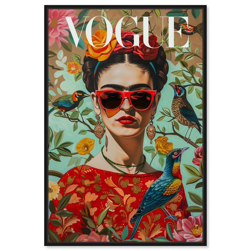 «Birds and Icon», toile par Art Remedy, Noir, H 16 po x l 11 po, Cadre flottant