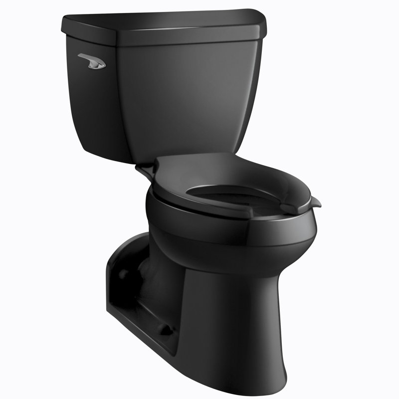 Barrington 1.0 GPF Elongated Two-Piece Toilet with Pressure Lite Flushing Technology, Black, Left-Hand