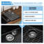  Évier de cuisine en quartz composite à double cuve encastrable en quartz avec support à roulettes, grille inférieure, L 33 po x l 19 po Quartz-99703132