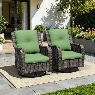 Ensemble de 2 chaises berçantes pivotantes en osier avec coussins Dunecrest