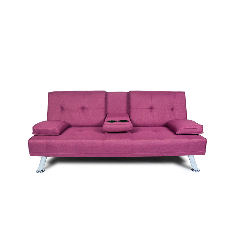 Canapé-lit simple à dossier capitonné de 62,3 po de largeur avec rangement, Mauve