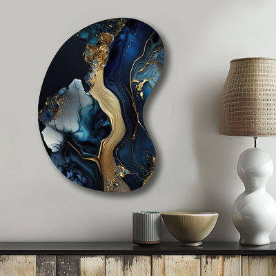 Folkestone - Asymmetrical Abstract Marble Metal Wall Art, Unique Shape Metal Wall Sculpture Print