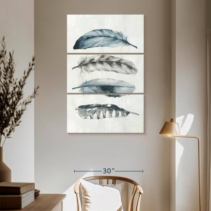 Plumes indigo Brampt IV, H 65 po x l 42 po