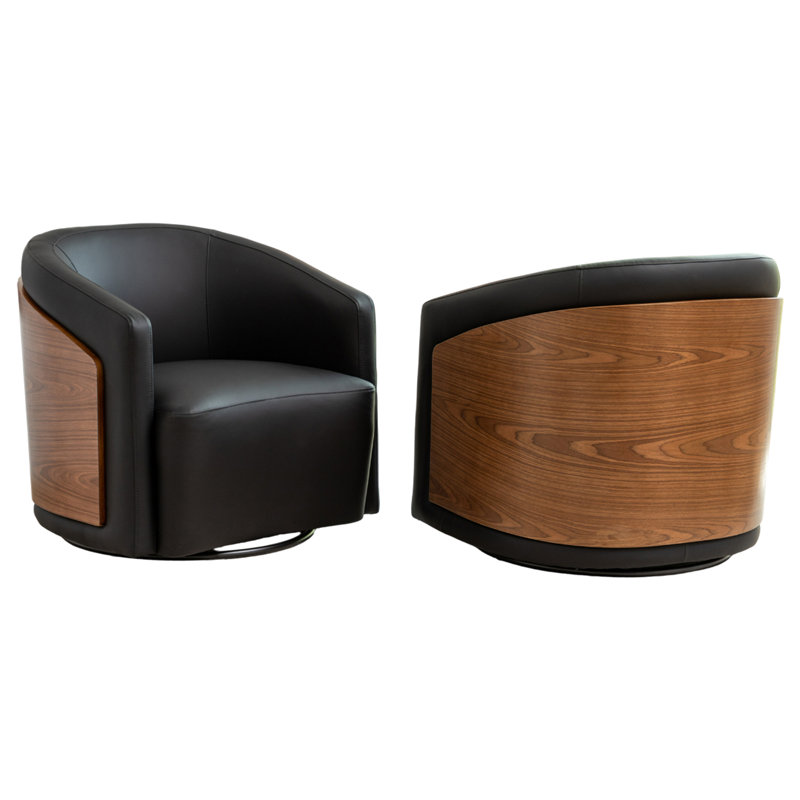 Ensemble de 2 fauteuils demi-tonneau Delwood, Noir