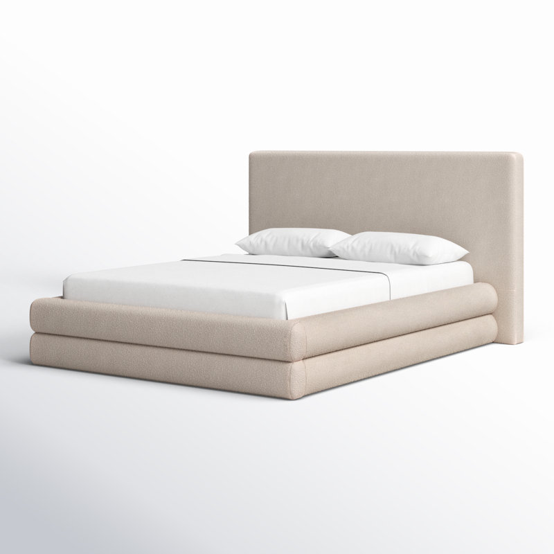 Lit plateforme tapissier Viski Brun Boucle, Reine