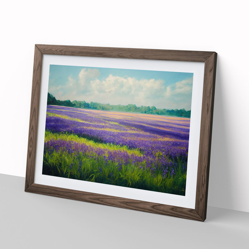 Gentle Bluebell Field - Single Picture Frame Print, Walnut Framed, 46cm H x 64cm W x 2cm D