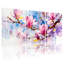 Magnolia rose sur fond bleu ciel, ensemble de 3 impressions sur toile-1829881275