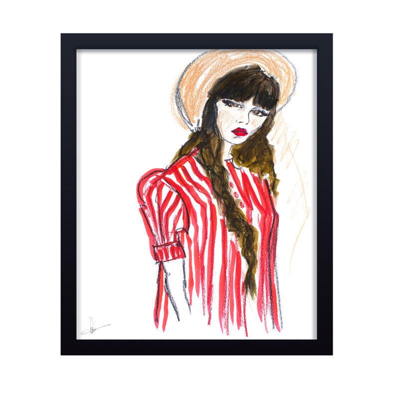 'Monique' Framed Print Wall Art, 30" H x 24" W x 1.125" D, Framed Print, Black