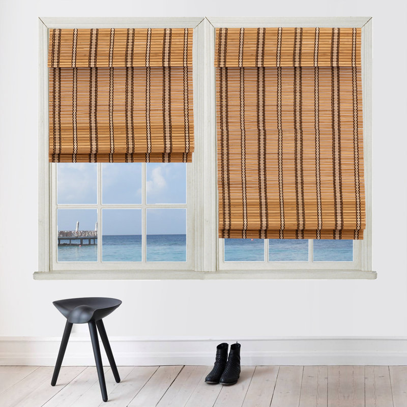 Semi Sheer Bamboo Roman Shade, 48"W x 64"L