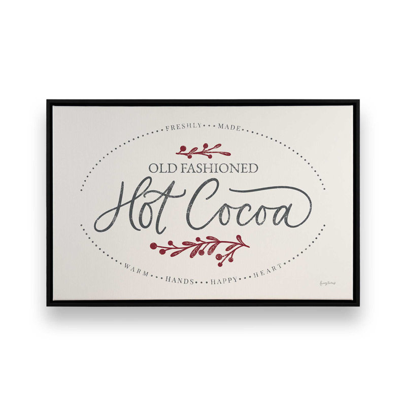Hot Cocoa Sign Print on Canvas in a Satin, Black Framed, 32.75" H x 48.75" W x 1.75" D