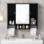 Armoire de rangement murale moderne 35 po x 28 po, armoire de salle de bain murale avec miroir, armoire à pharmacie avec barre à serviettes-2039559843