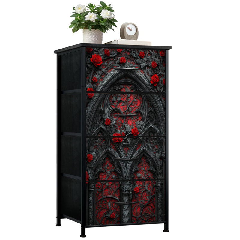 4 tiroirs avec commode de rangement verticale victorienne baroque gothique rose cathédrale