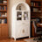 71" Tall Arched Kitchen Pantry Cabinet With Glass Door, Farmhouse Storage Pantry Cabinet With Adjustable Shelves & Barn Door Design For Kitchen, Living & Dining Room, White-1477642539