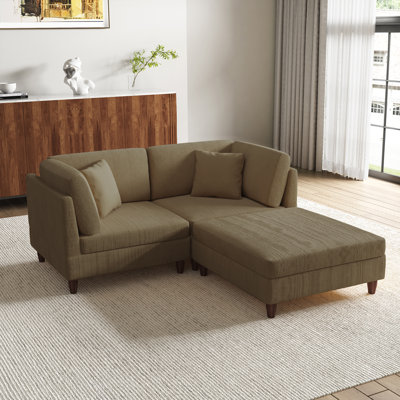 3-Piece Corduroy Modular Sectional with Ottoman