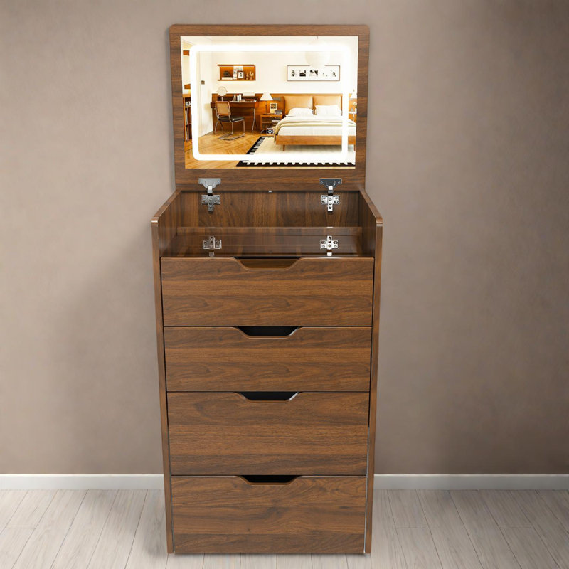 Meuble-lavabo 3-en-1 avec miroir lumineux, table de maquillage et tabouret