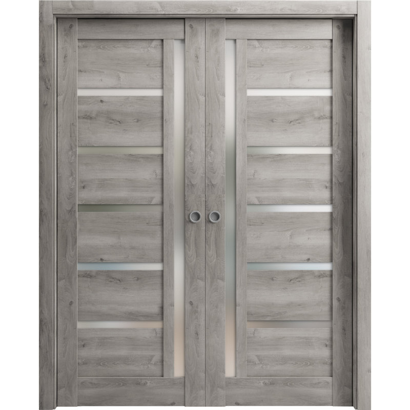 Portes à panneaux coulissantes à panneaux Quadro, 64 po x 80 po, Gris Nebraska