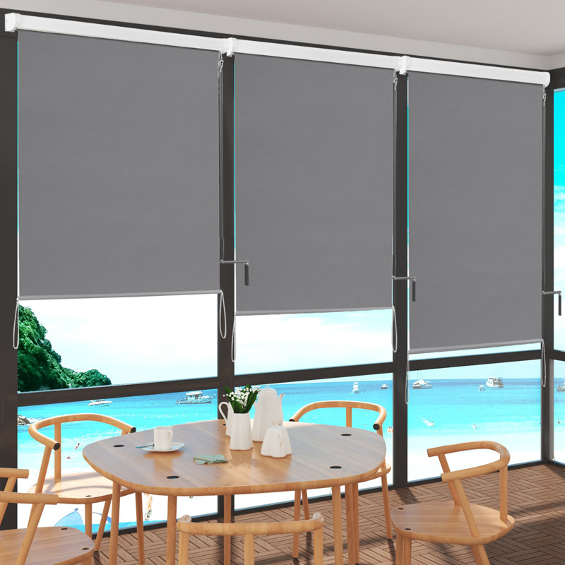 Symple Stuff Fabric Cover Retractable Patio Awning, Dark Grey, 7.7cm H x 140cm W x 240cm D