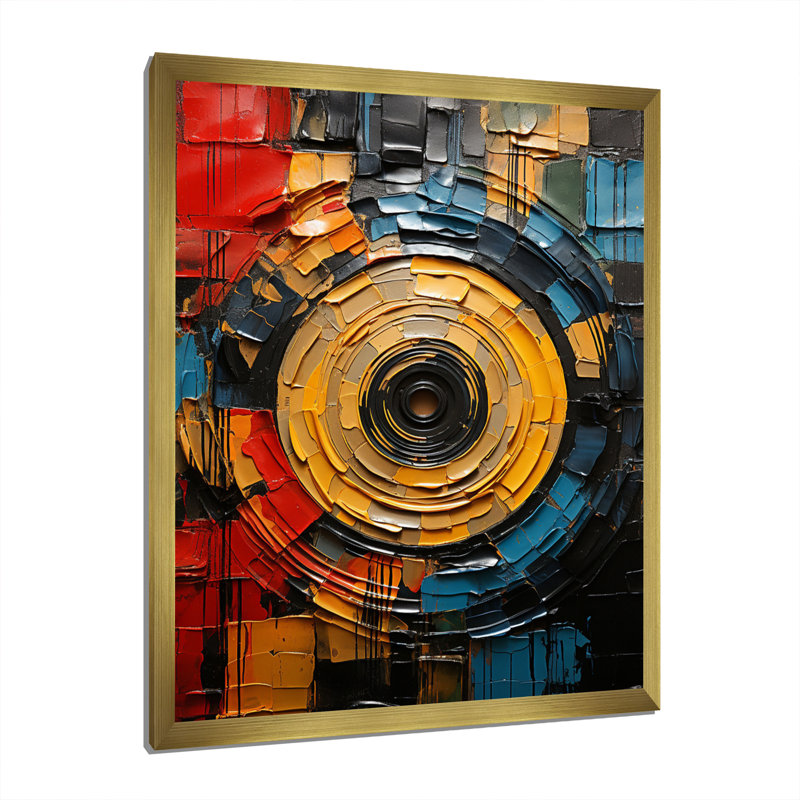 Musique sur toile, impression de mosaïque de disque vinyle, Cadre doré simple, H 20 po x l 12 po x P 1 po