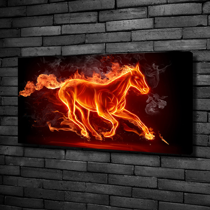 Horse In Flames - No Frame Print on Canvas