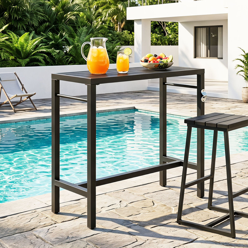 Table de bar d'extérieur de 39 po de hauteur, plateau en composite avec ouvre-bouteille intégré, 39.4" L x 17.2" W x 39"H