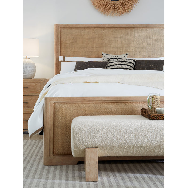Beige Upholstered Transitional Bedroom Bench with Wood Legs