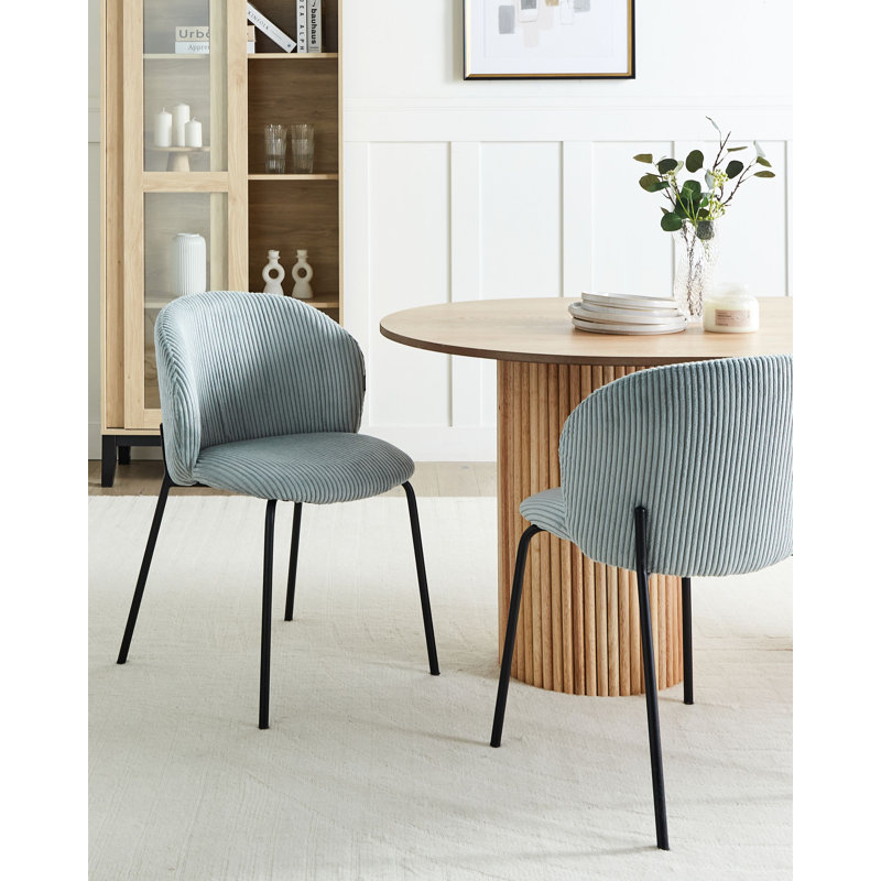 Set of 2 Dining Chairs MILES Corduroy, Blue