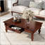 Table basse vintage rétro en bois avec tiroir de rangement et pieds en forme de gourde, assemblage facile sans outils pour le salon-133420068