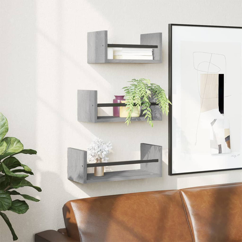 Adreina 3 Piece Floating Shelf, Grey Sonoma