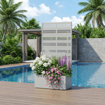 Metal Planter Box with Trellis with Wheels