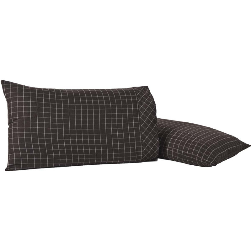 Taie d'oreiller 100% coton à carreaux / tissage 136 fils Wyatt Plaid, Standard