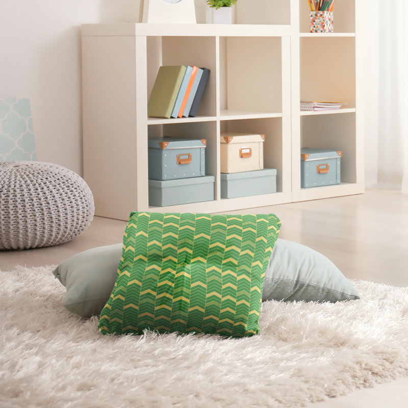 Coussin Rhonda, 26 po x 26 po, Vert / Jaune