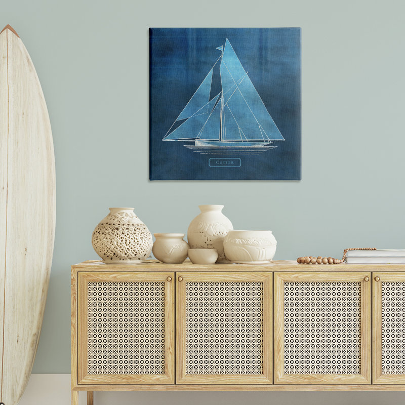 Art mural sur toile voilier maritime, conception par Susan Arnot, H 36 po x l 36 po