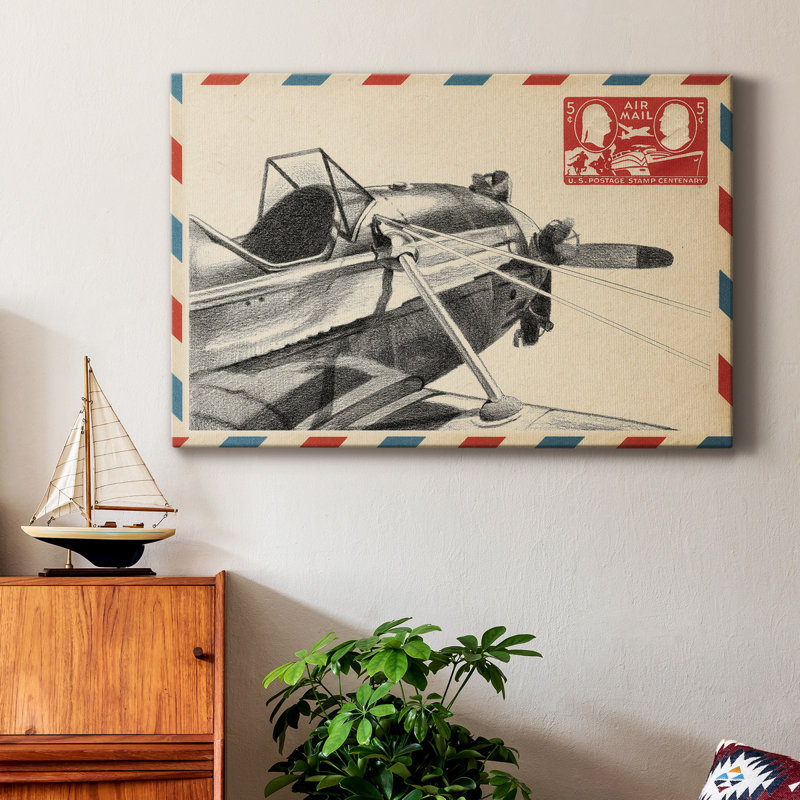 Vintage Airmail I - impression, H 60 po x l 40 po x P 1,5 po