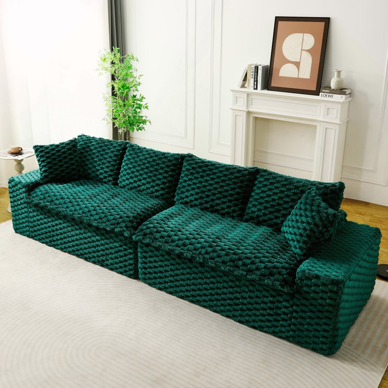 Canapé de luxe luxueux en velours vert tortue - disposable en une rangée, côte à côte ou face à face, mobilier de salon élégant pour une décoration douillette