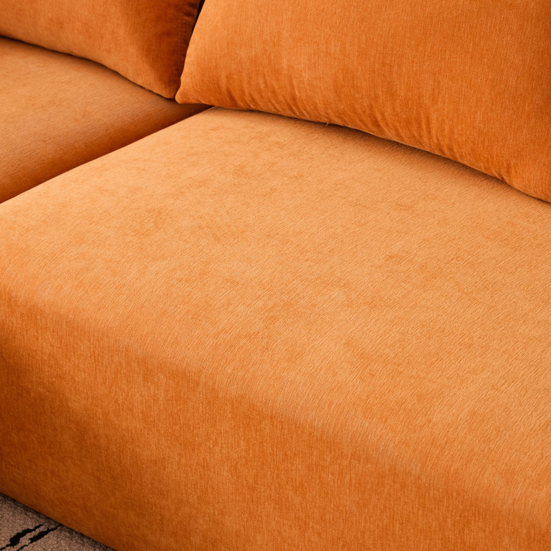 108 po x 68 po pour 4 personnes, velours côtelé orange, salon modulaire, minimaliste, sans assemblage, performance durable en velours côtelé 4, nuage modulaire profond, pièce, siège