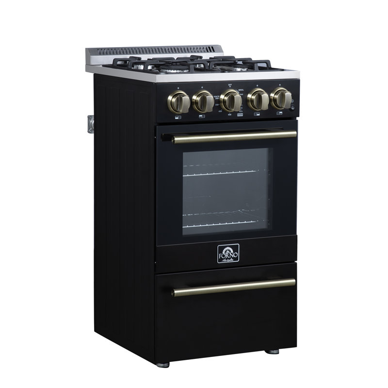 Lamazze 20 Inch Gas Range in Black, 4 Sealed Burners, 21,200 BTU, 2.05 cu. ft. Oven, Black