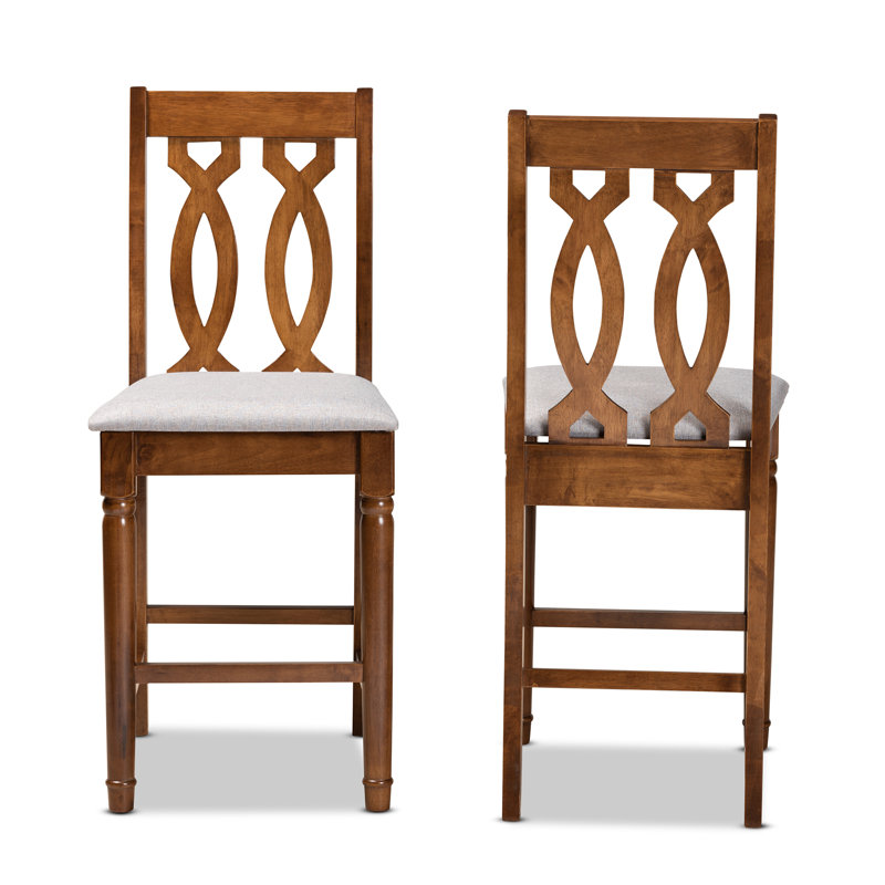 Upholstered Counter Stool with Solid Wood Frame