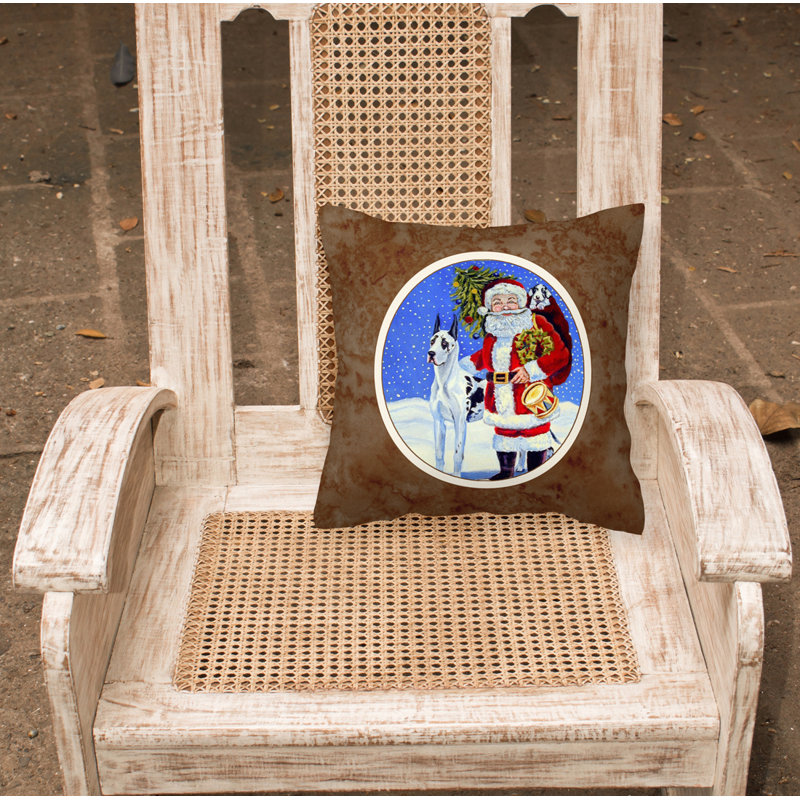  Coussin Harlequin Great Dane with Santa Claus 14 "