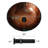16-1/2 in. Veined Brown Glass Round Vessel Bathroom Basin Sink with Black Pop-up Drain