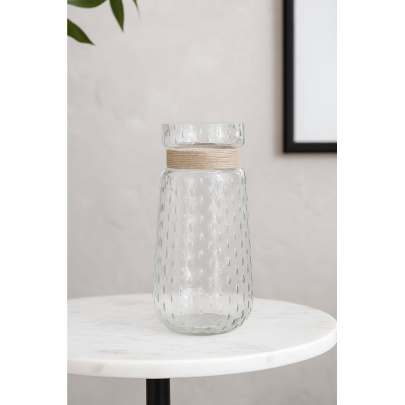 Texture Glass Vase with Jute Accent