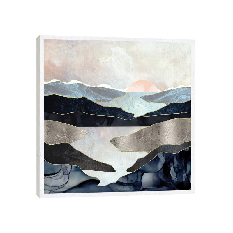 Blue Mountain Lake - Print on Canvas, 45.72 cm H x 45.72 cm W, White Framed