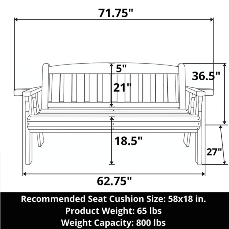 Banc de jardin robuste en bois traité Mission, Teinture blanche demi-solide