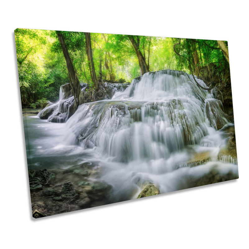 Waterfall Forest Green - Wrapped Canvas Print, 50.8cm H x 76.2cm W