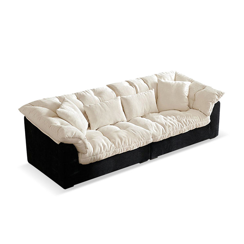 Causeuse-coussin modulaire en chenille noir crème