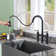 CASAINC Bridge Pull Down Kitchen Faucet with 2 Handles