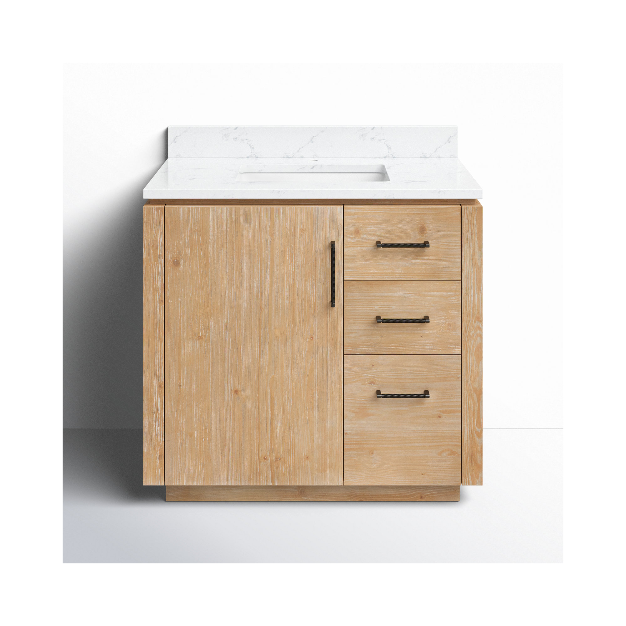 Cloverfield 36'' Single Bathroom Vanity, Fir Wood Brown, Matte Black