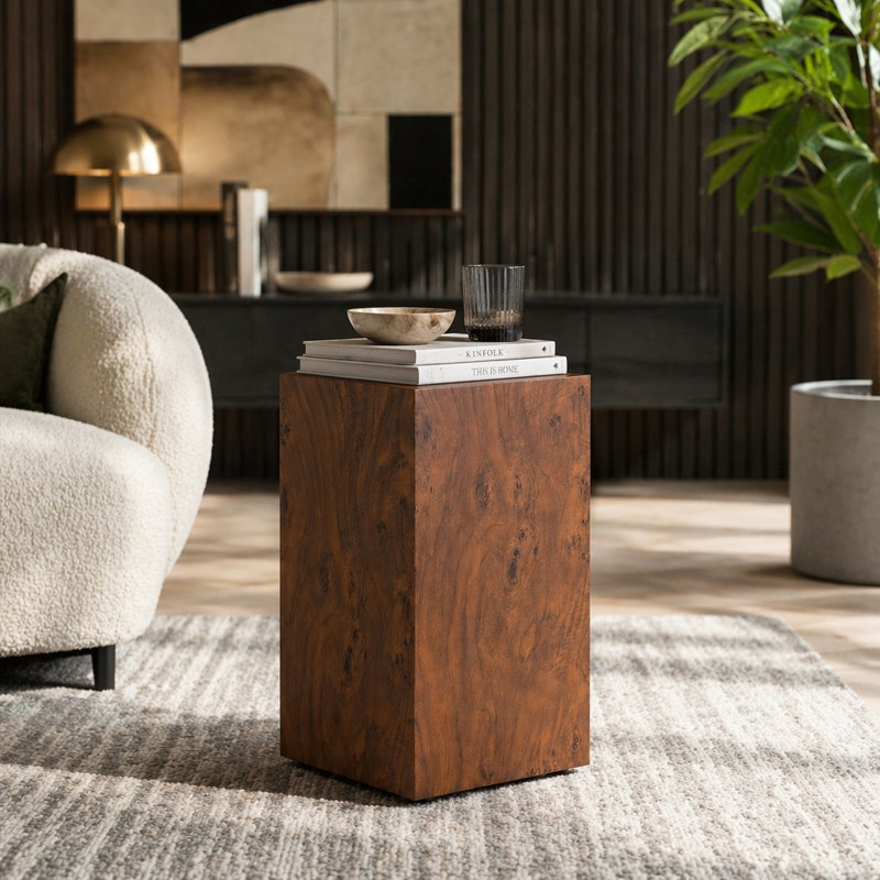 Modern MDF End Table, Walnut