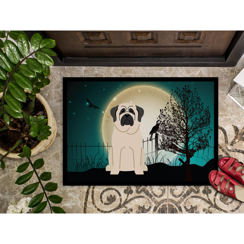 Paillasson d’extérieur d’Halloween effrayant d’Halloween, Rectangle 2 pi x 3 pi, Blanc